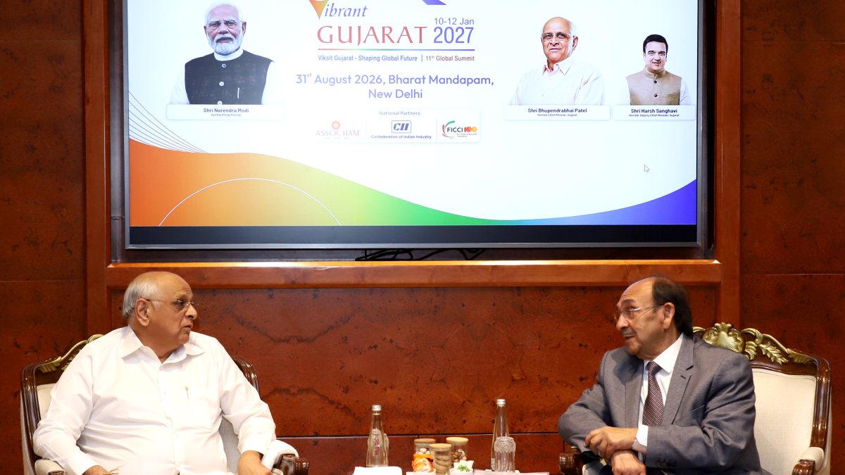 DCM Shriram chairman meets Gujarat CM at VGGS 2027 curtain raiser