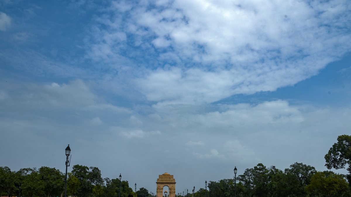 Blue sky and clouds hover over Kartavya Path in New Delhi