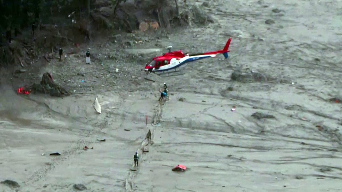Nepal Army helicopter rescues flood victims in Rasuwa
