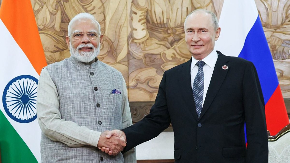 Modi and Putin shake hands ahead of SCO bilateral talks