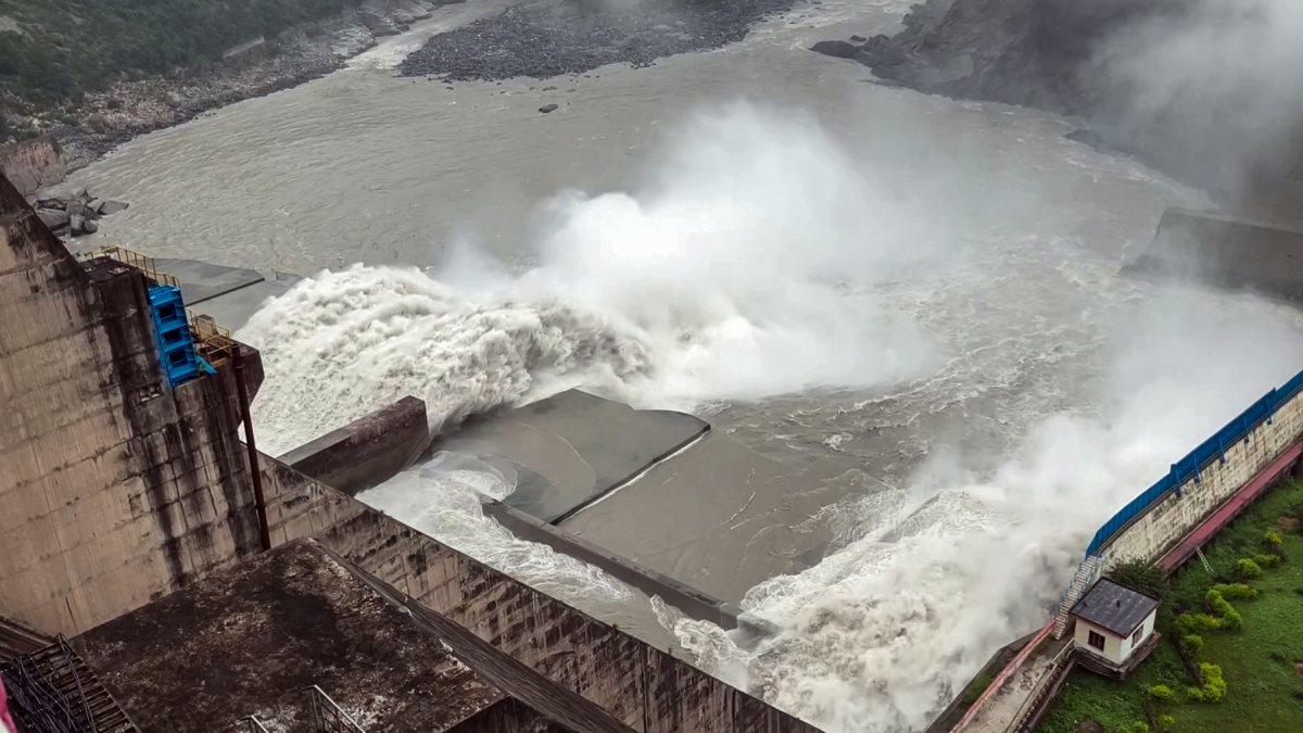 Salal Dam spillway gates opened after heavy rainfall in Reasi