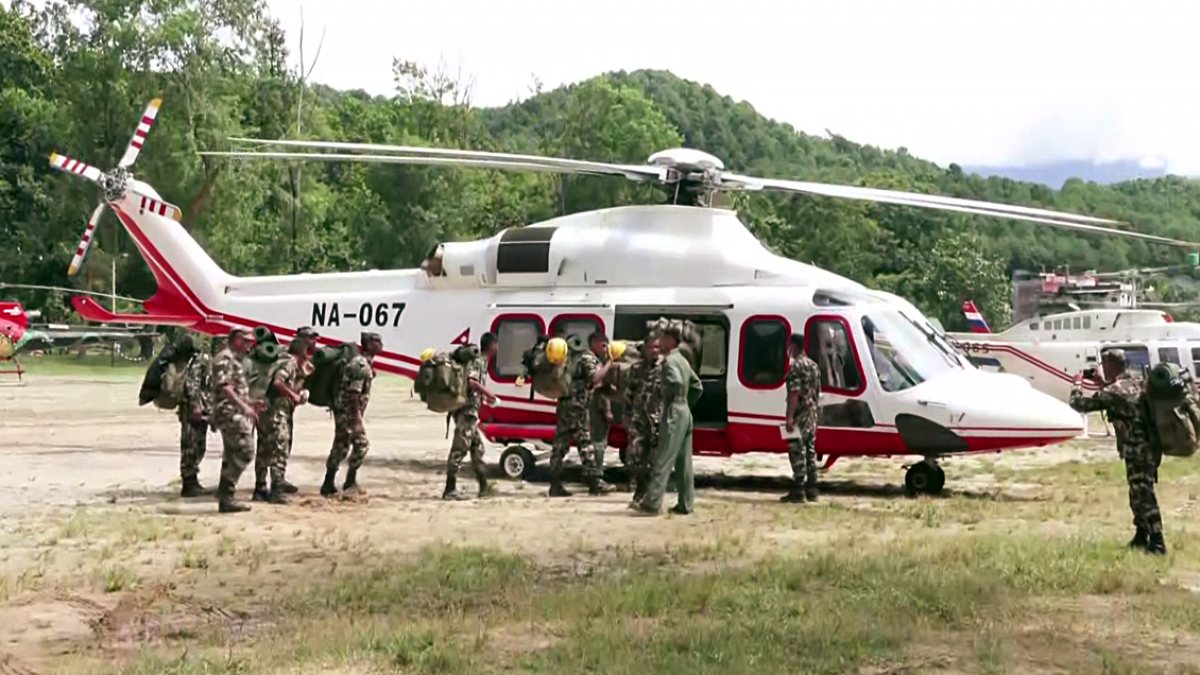 Helicopters airlift relief to flood-hit Nuwakot