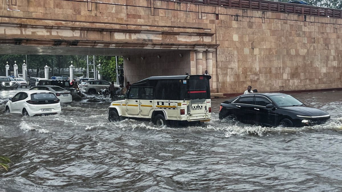 Lucknow commuters wade through waterlogged underpass after heavy rain