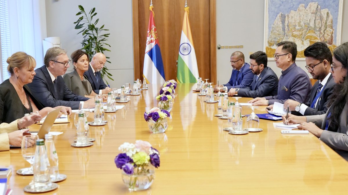 Kiren Rijiju meets Serbian President Vucic in Belgrade