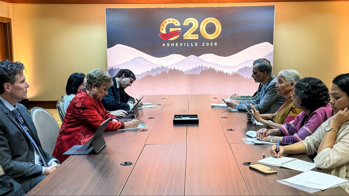 Sitharaman meets IMF chief at G20 meet in Asheville