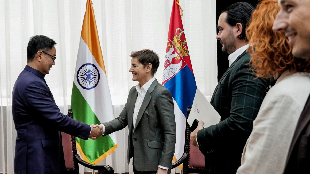Rijiju meets Serbian Speaker at NAM Summit in Belgrade