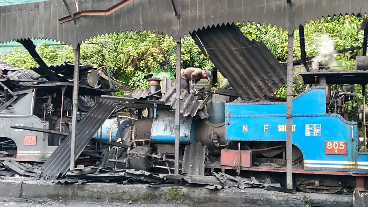Darjeeling locoshed collapse damages heritage steam engines