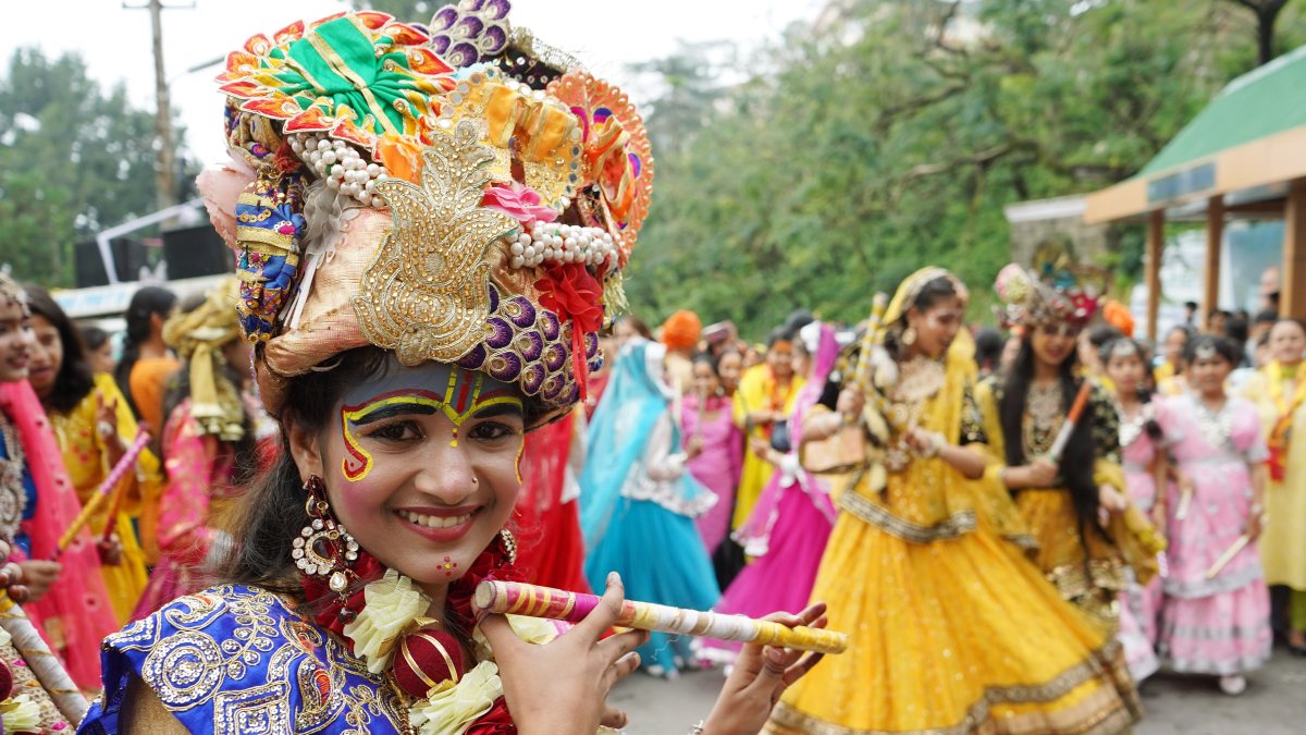 Child in Krishna costume poses ahead of Janmashtami