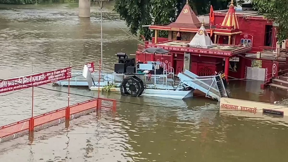 Ganga above danger mark, temple partially submerged in Varanasi