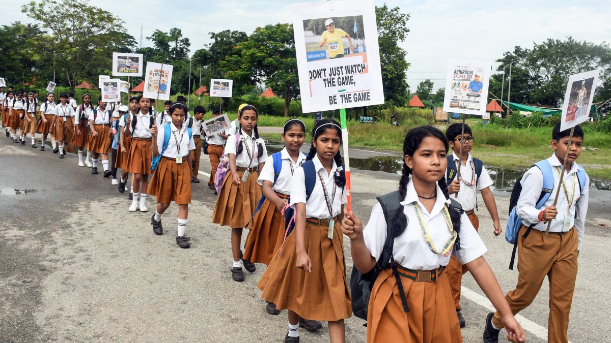 Assam children join mass jog for Abhiruchi Sports Day