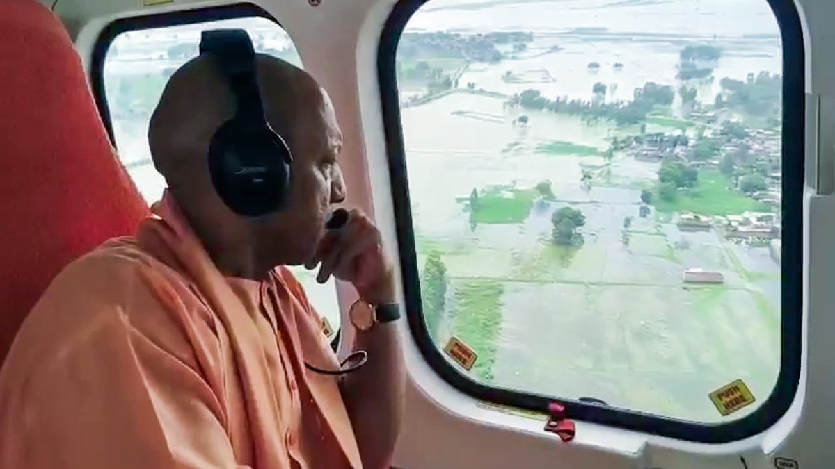 Yogi Adityanath conducts aerial survey of flood-hit Farrukhabad