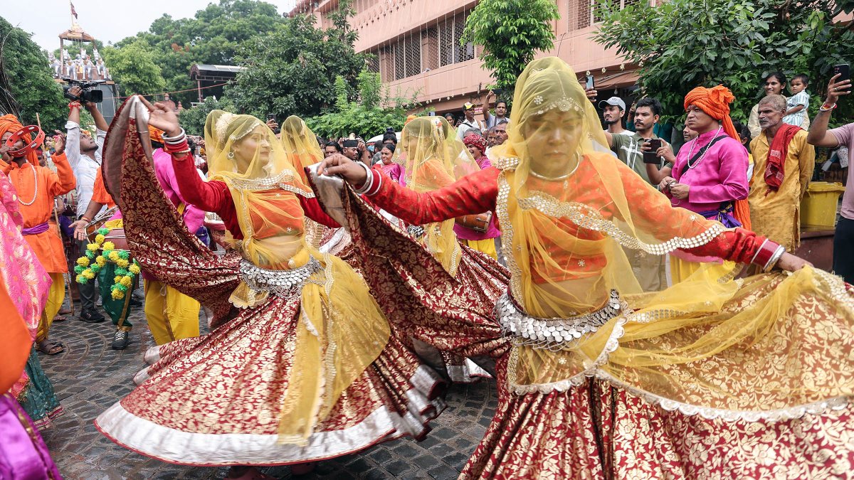 Artists dance at Janmashtami procession in Mathura