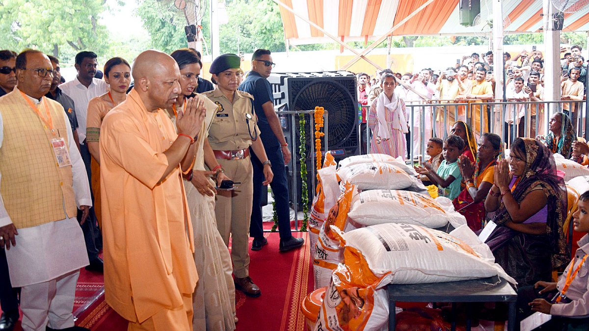 Yogi Adityanath distributes relief to flood-hit families in Farrukhabad