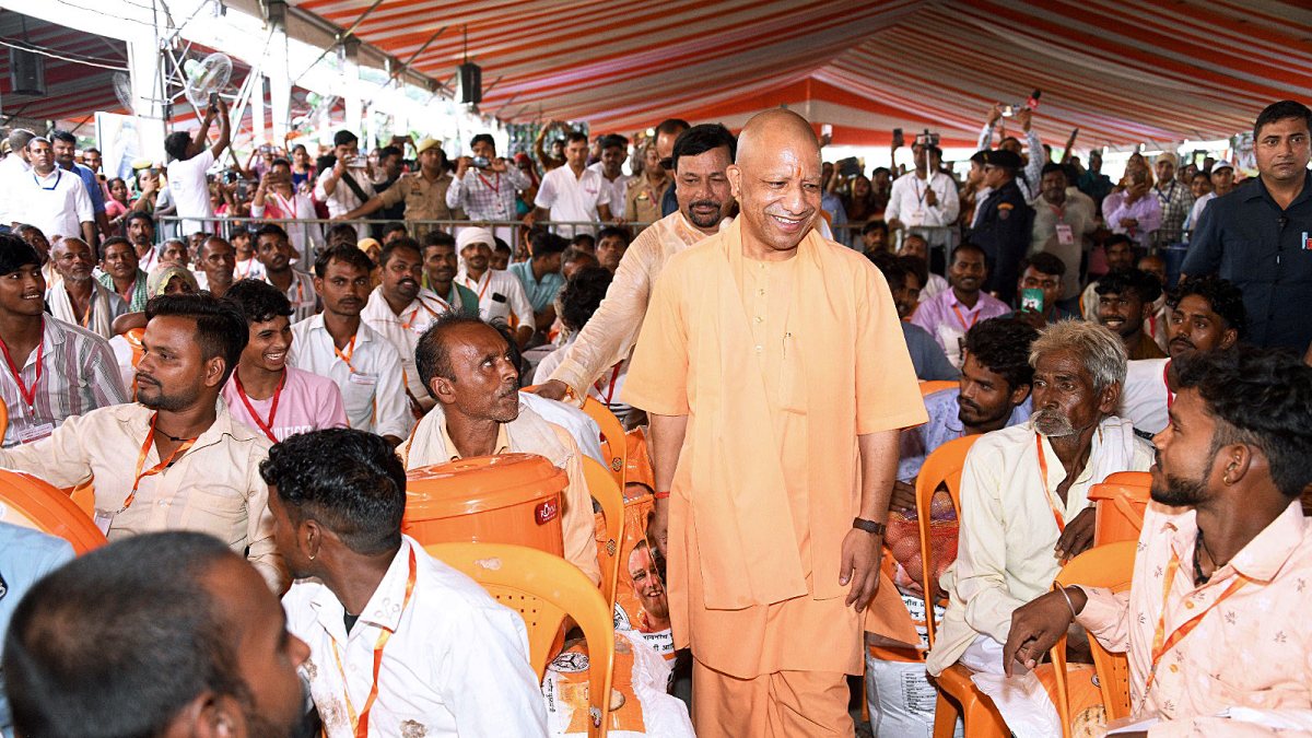 Yogi Adityanath distributes relief to flood-hit families in Farrukhabad