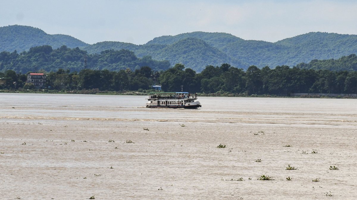 Ferry cruises Brahmaputra amid post-rain swell in Guwahati