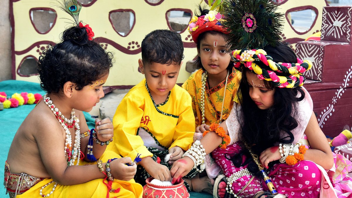Children dress as Lord Krishna ahead of Janmashtami in Bikaner