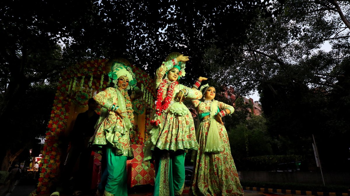 Radha-Krishna artists perform ahead of Janmashtami in Delhi
