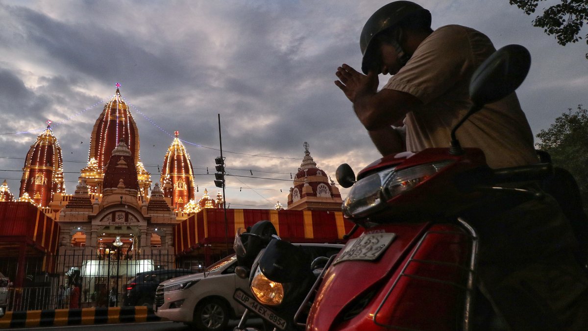 Devotees gather at Birla Mandir on Janmashtami eve in Delhi