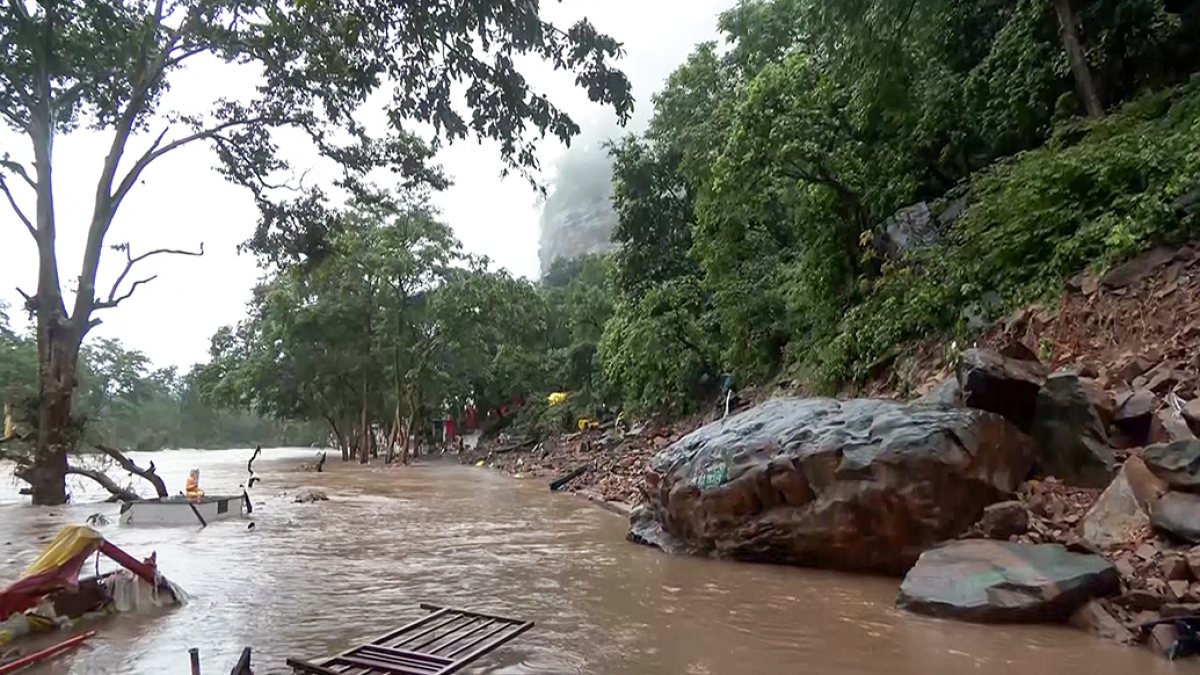 Flooded ashram area in Satna as Mandakini crosses danger mark