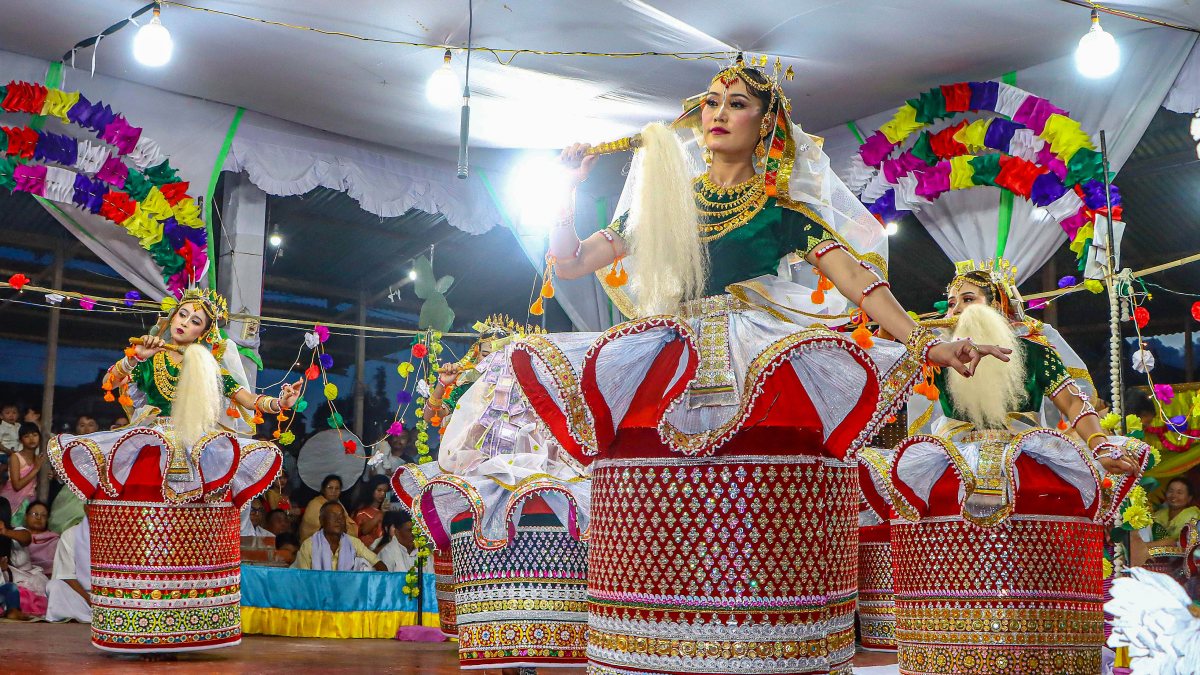 Gopis perform traditional dance at ISKCON Temple in Imphal