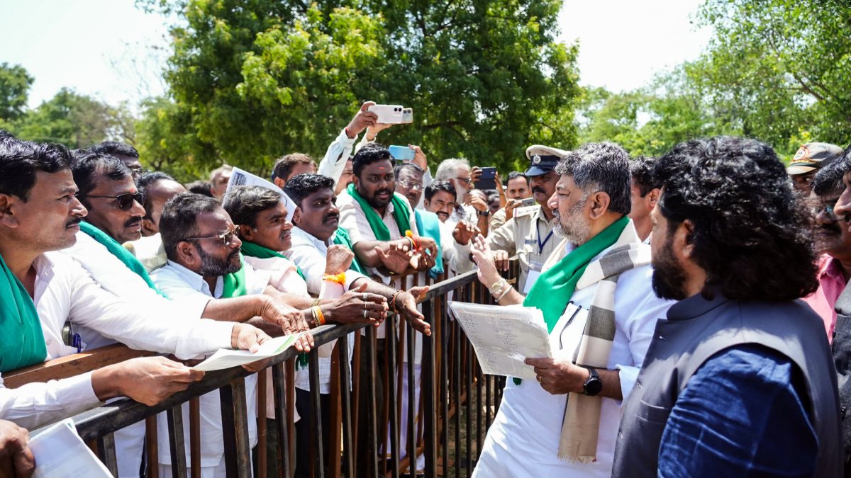 Karnataka CM Shivakumar meets public during Praja Seve campaign