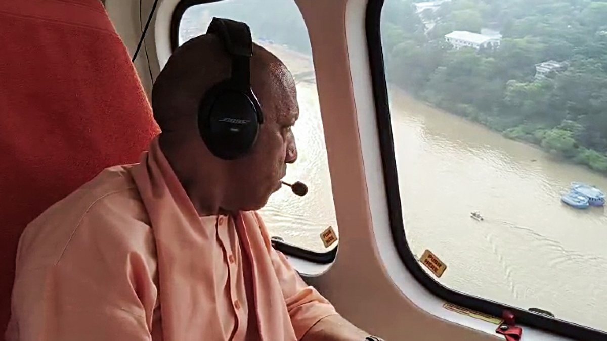 Yogi Adityanath conducts aerial survey of flood-hit Varanasi