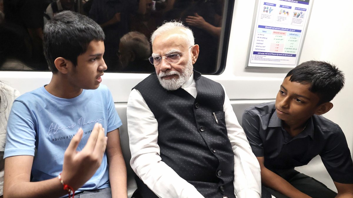 PM Modi rides Delhi Metro, interacts with children en route to SRCC