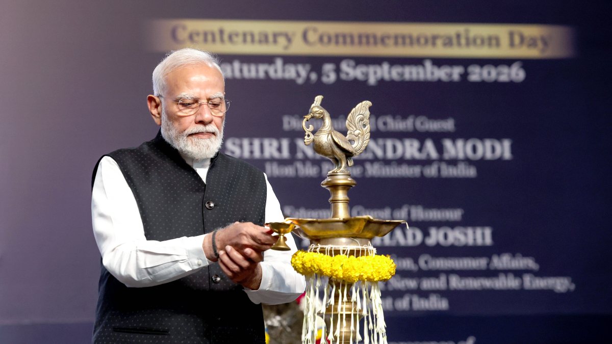 PM Modi lights lamp at SRCC centenary celebrations in New Delhi