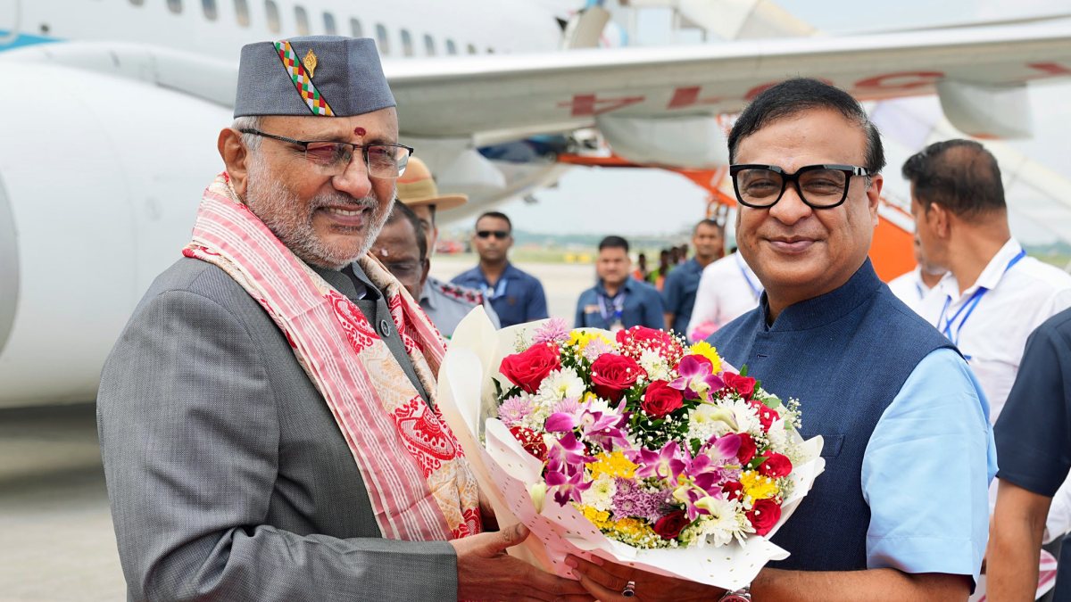 VP Radhakrishnan welcomed by Assam CM in Guwahati