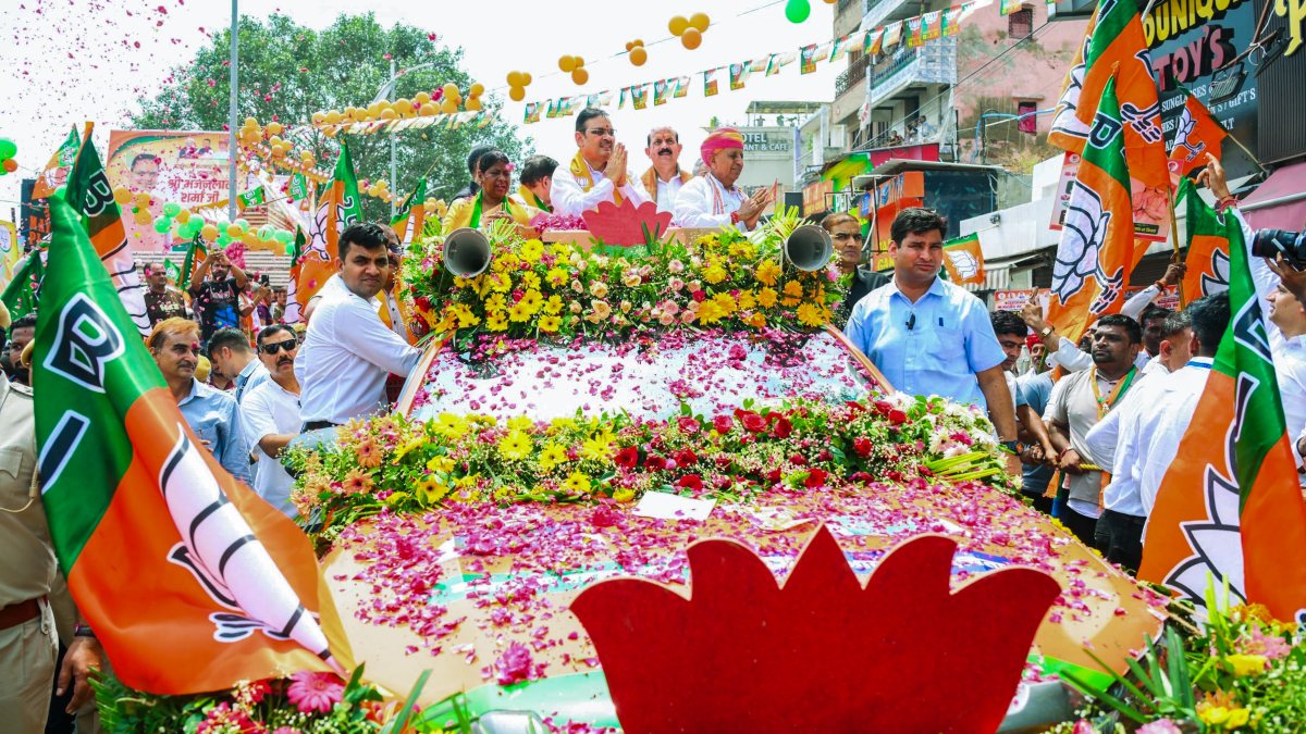 Rajasthan CM Bhajanlal Sharma leads roadshow in Ajmer