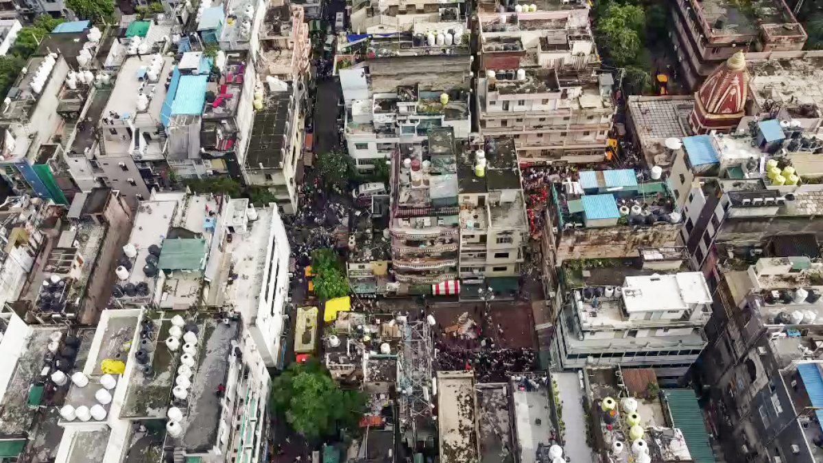 Aerial view shows Delhi building collapse site