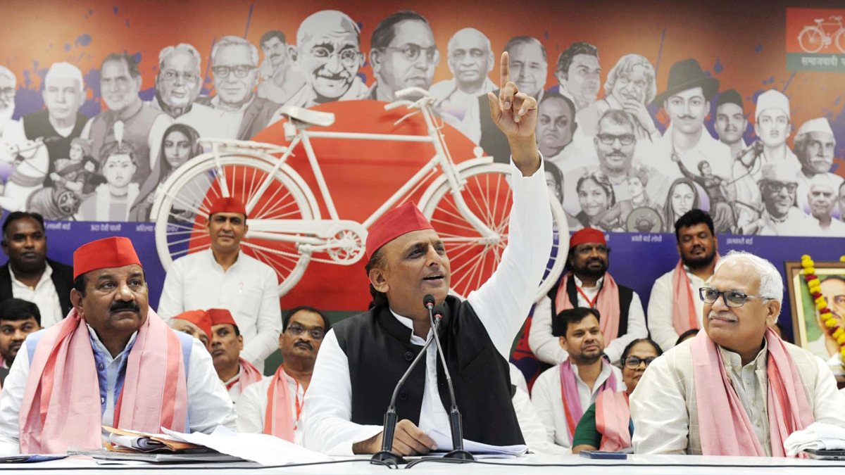 Akhilesh Yadav addresses press conference in Lucknow