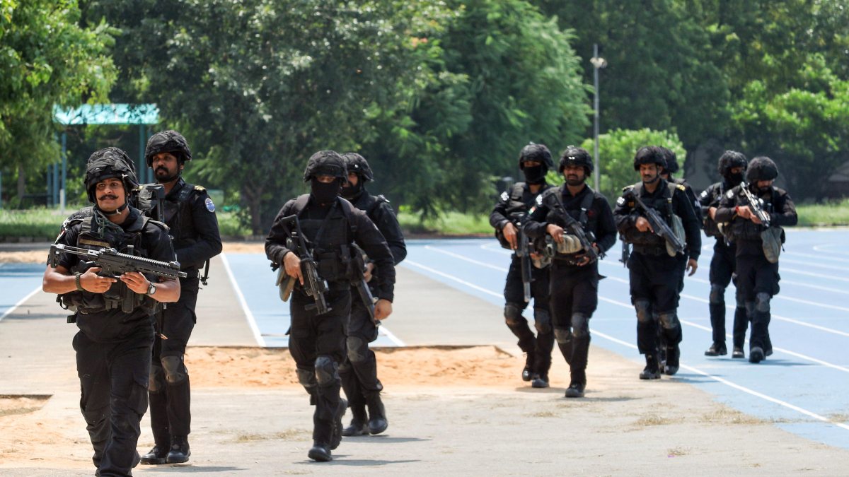 NSG conducts mock drill at Jawaharlal Nehru Stadium ahead of BRICS Summit