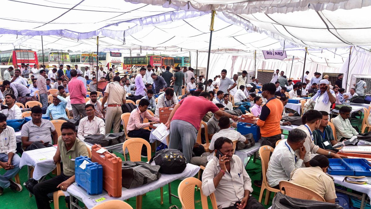 Polling officials collect EVMs for Bikaner local body polls