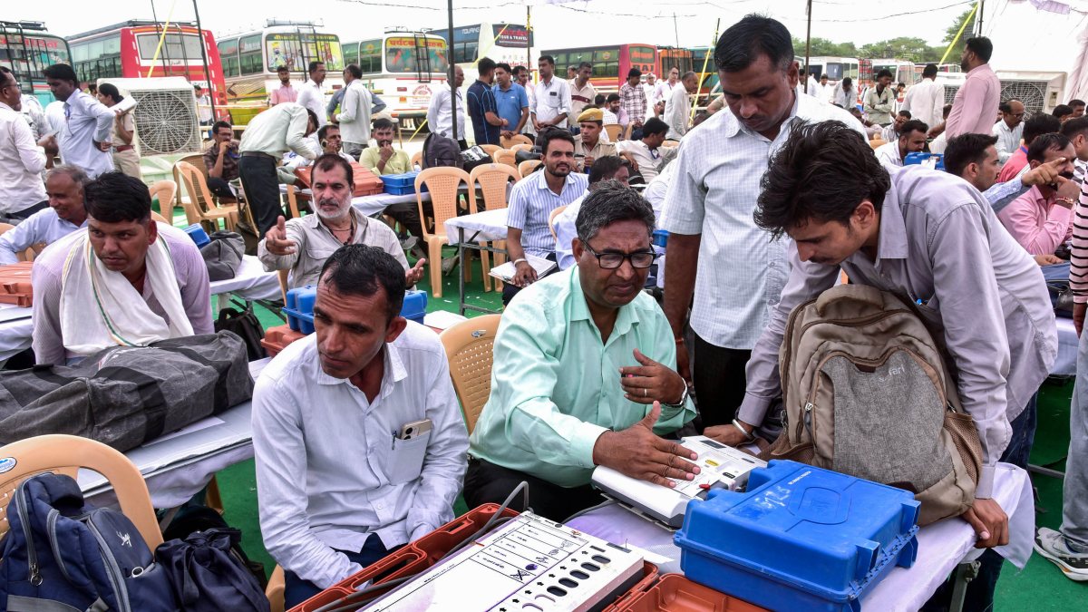 Polling officials collect EVMs for Bikaner local body polls