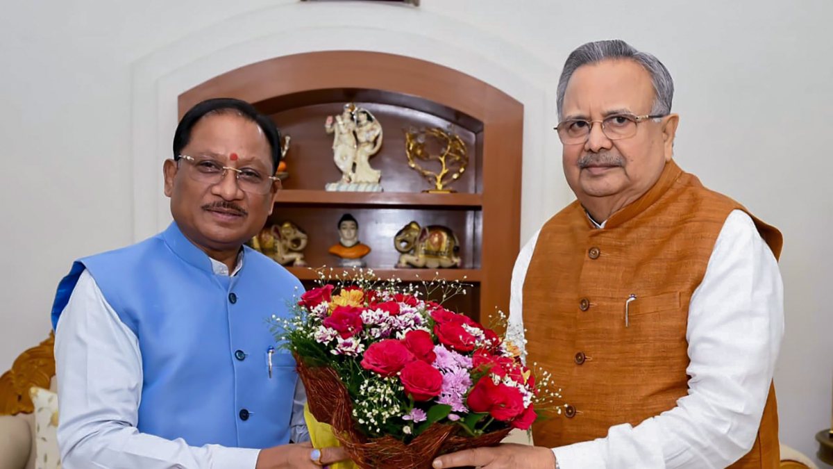 Chhattisgarh CM meets Assembly Speaker Raman Singh in Raipur