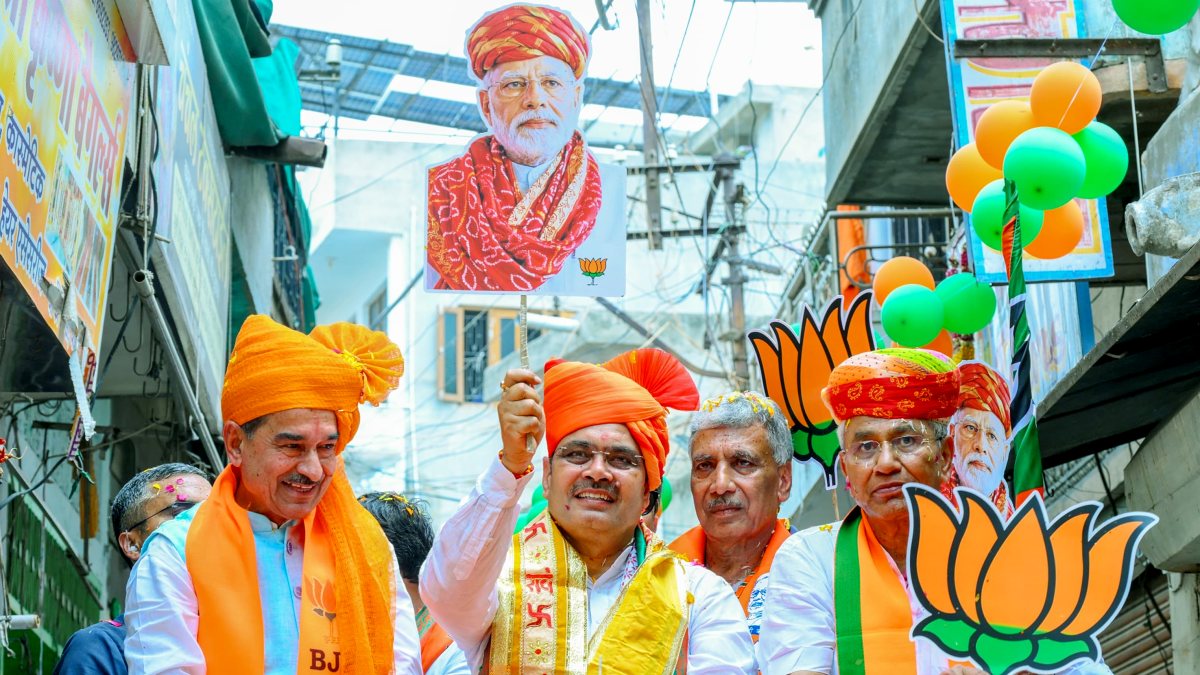 Rajasthan CM showcases PM Modi photo at municipal election rally