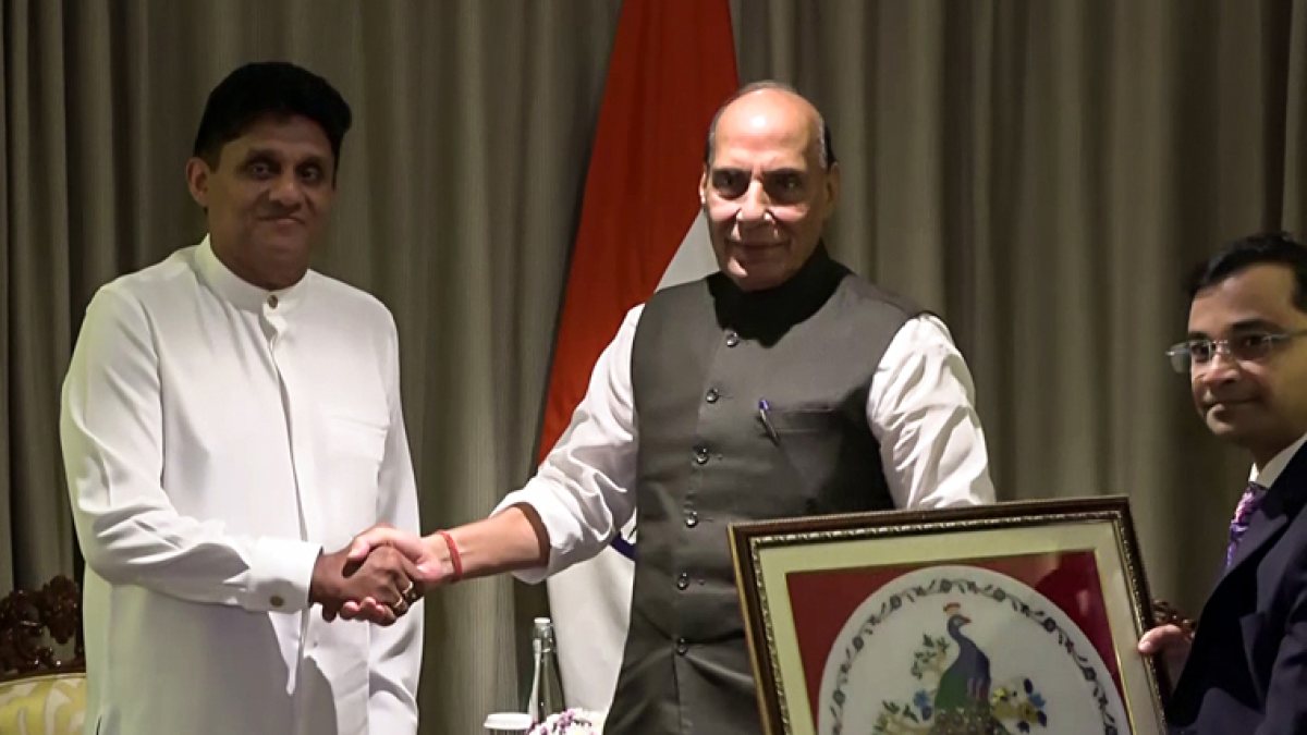 Rajnath Singh meets Sri Lanka opposition leader in Colombo