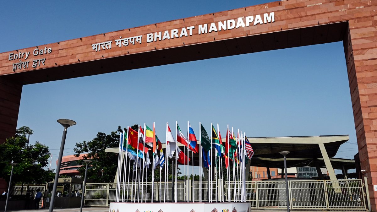 BRICS flags hoisted at Bharat Mandapam for summit