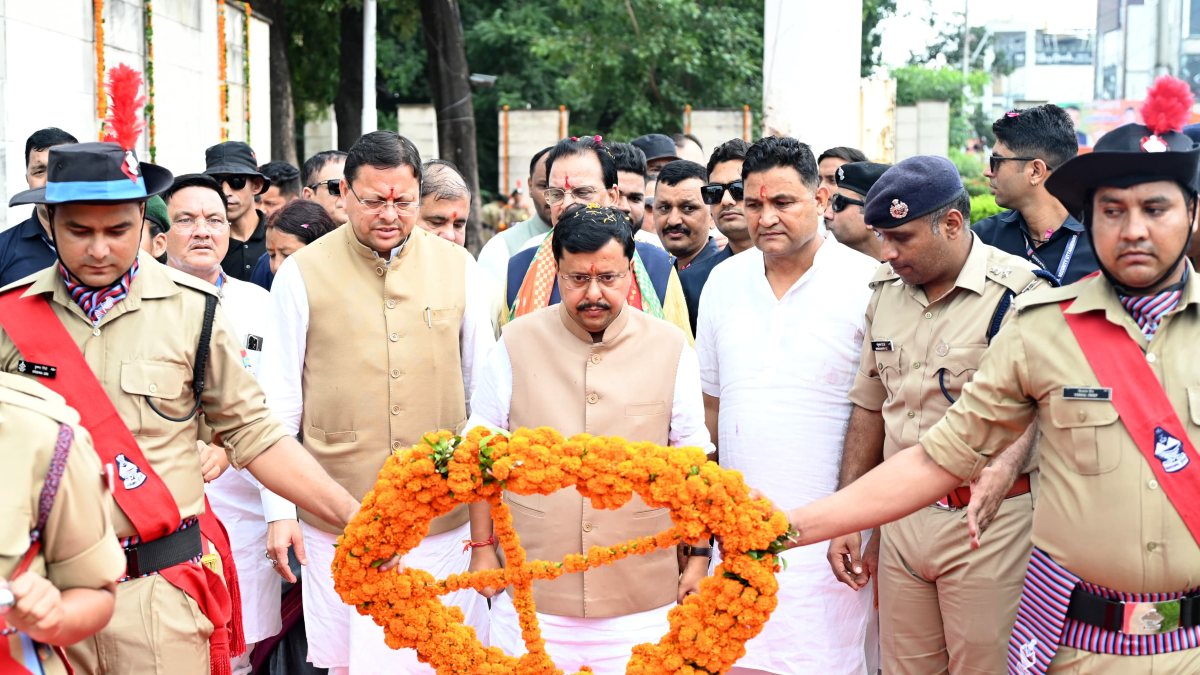 BJP chief Nabin and Dhami pay tribute at Haldwani Shaheed Smarak