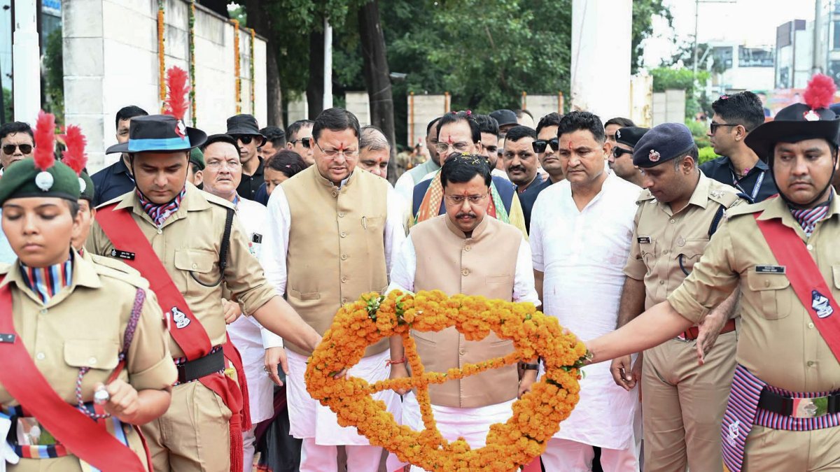 BJP chief Nabin and Dhami pay tribute at Shaheed Smarak