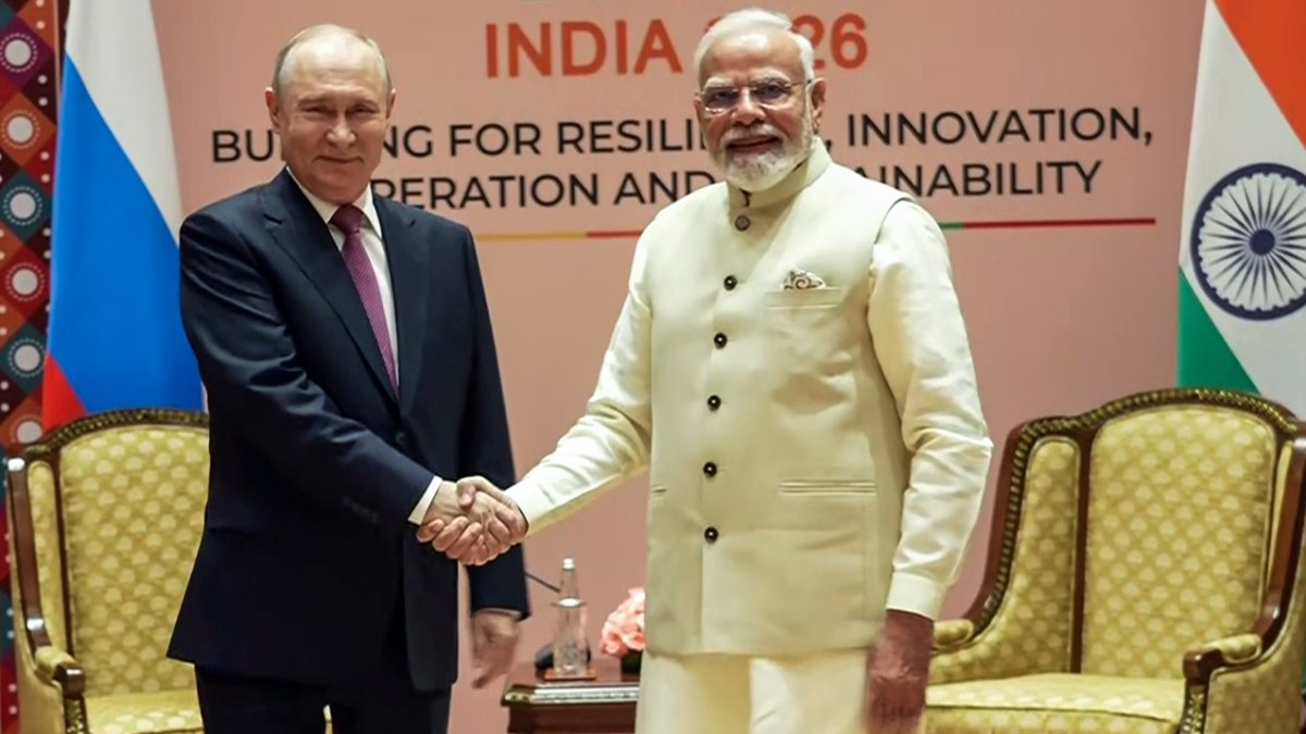 Modi and Putin shake hands at BRICS Summit bilateral meeting