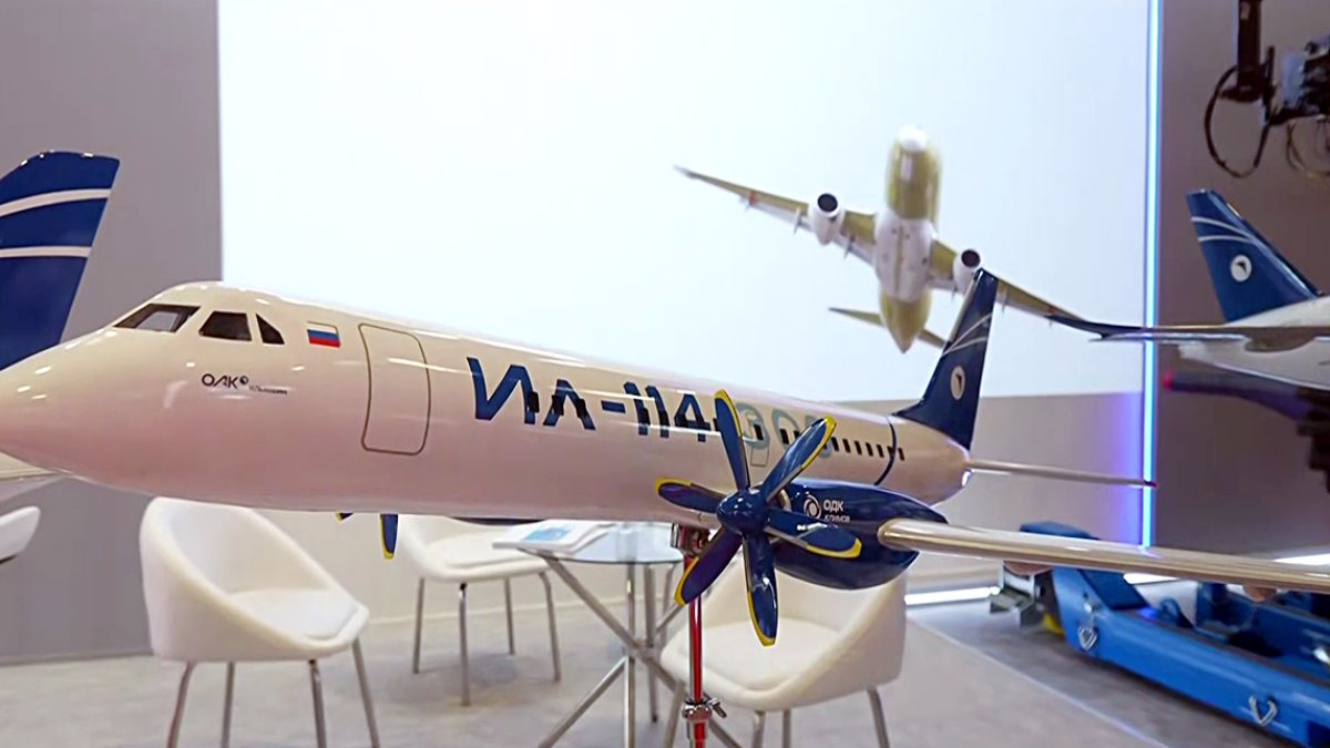 Russian turboprop aircraft model displayed at INNOPROM in New Delhi