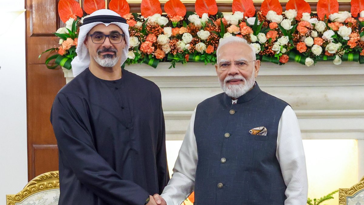 PM Modi meets Abu Dhabi Crown Prince at Hyderabad House