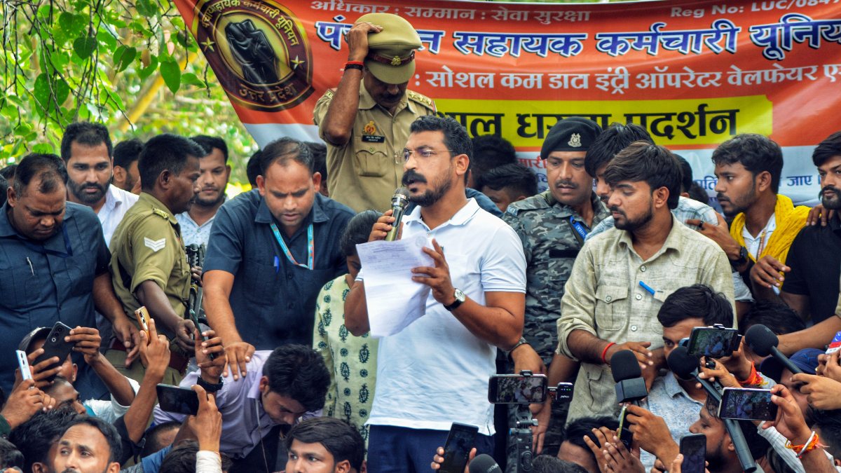 Chandrashekhar Azad backs panchayat employees protest in Lucknow