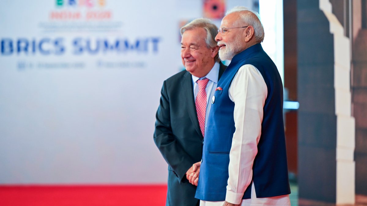 PM Modi greets BRICS leaders at Bharat Mandapam