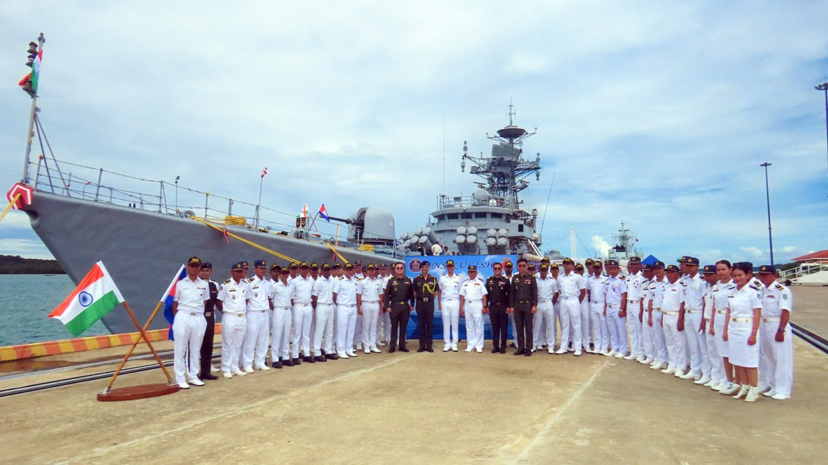 Indian and Cambodian navies pose together at Ream Naval Base