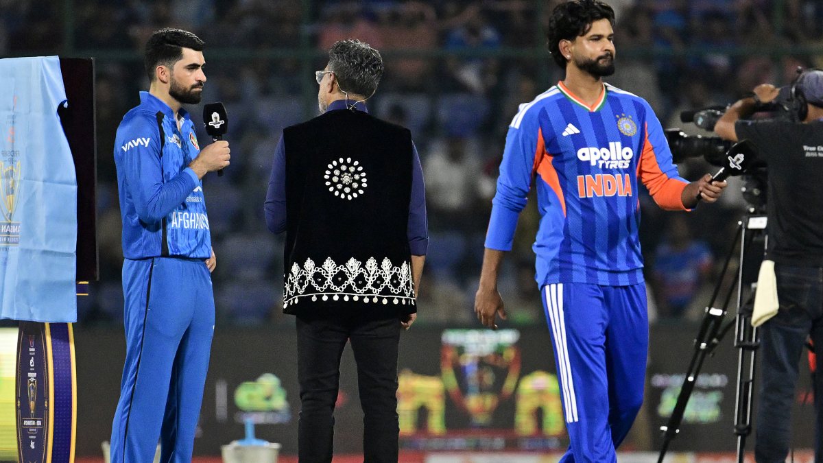 Shreyas Iyer and Ibrahim Zadran at toss for first T20I in New Delhi