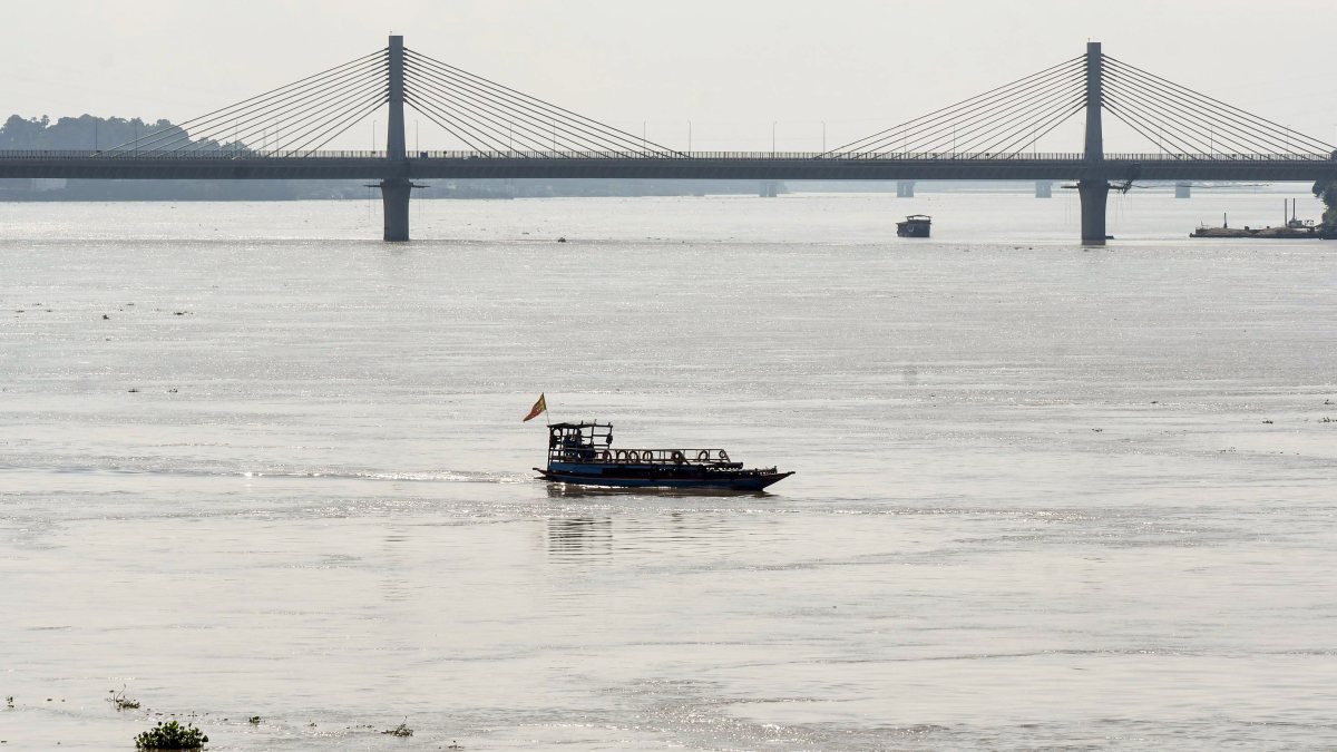Passenger ferry crosses Brahmaputra River in Guwahati