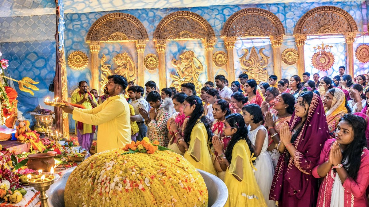 51kg laddu offered to Lord Ganesh in Dhanbad